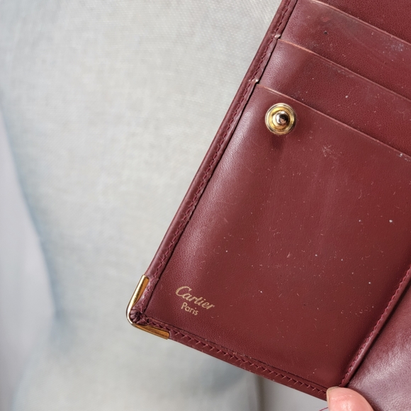 Rare Cartier Authentic Vintage Wallet Burgundy Brown Leather - Picture 4 of 15